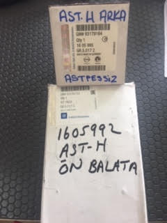 OPEL ASTRA G-H-CORSA C-COMBO C-MERVA B -ZAFRA A-B DSKL FREN BALATA N +ARKA TAKIM (!!!!!ASBESTSZ TP!!!!!!!) 1605995 1605625 93179164 93169143 93176115 1605992